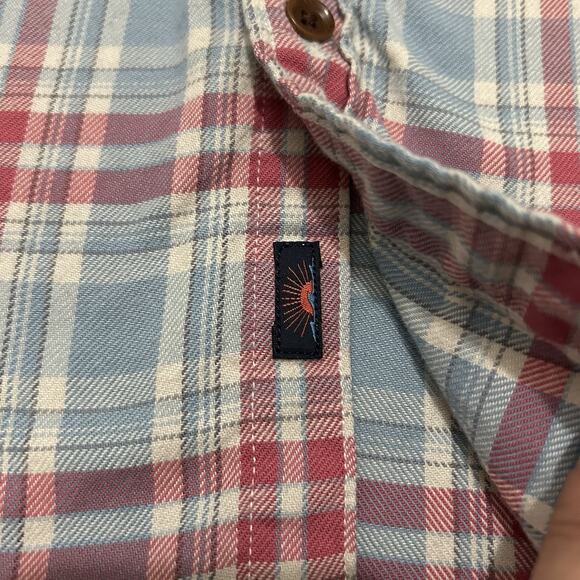 Faherty Red and Blue Plaid Casual Button Down Shirt - Picture 2 of 8
